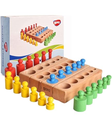 Montessori houten ballen in bekers, speelgoed om kleuren te sorteren en een matchspel