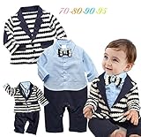 (プチプライム) Petit Prime 子供服 フォーマル ベビー ロンパース スーツ 男の子 結婚式 お宮参り 七五三 (95, ブルー)