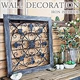 アイアン ウッド壁飾り ウォールデコレーション 壁掛け インテリア バロックスクエア ウォールオーナメント アートパネル インテリア雑貨 ディスプレイ 玄関 レトロ アンティーク おしゃれ