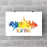 New York City NYC Skyline都市景観ホーム装飾壁アートGreatのオフィスホーム寝室リビングルームアート 11x14 Inch