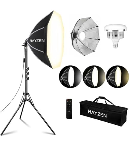 Amazon | RAYZEN 三色LED ソフトボックス 照明キット 照明 撮影 3000K