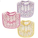 (アリサナ) arisana小花柄３つのの縦レースとリボンのスタイ ベビー パープル