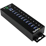 StarTech 10ポート産業用USB 3.0ハブ ESD保護 350Wサージ保護 ウォールマウント対応 ST1030USBM