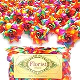 （100）シルクレインボーバラフラワーヘッド – 1.75 " – 人工花ヘッドファブリック花柄Supplies卸売ロットのウェディング花アクセサリーにブライダルヘアクリップヘッドバンドドレス