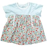 《初夏盛夏対応》(日本製) Pample Mousse(パンプルムース) ニットボーダーいちご柄布帛半袖オーバーブラウス 80cm/MI NO.DP-82207