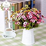 造花 ガーベラ,インテリア デイジーの花人気 花のみ小さい誕生日卒業プレゼント2つブーケ (白&黄)