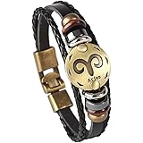Hamoery Punk Alloy Leather Bracelet For Constellation Braided Rope Bracelet Bangle