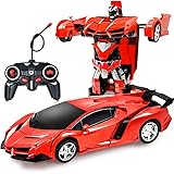 ZeroPlusOne® RC Car for Kids, 1:18 Transform Car Robot, 2.4GHz Rechargeable 360°Rotating Drifting Realistic Engine Sounds Rem