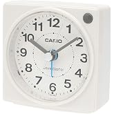 CASIO(カシオ) 目覚まし時計 電波時計 置き時計 ホワイト 白 アナログ 卓上時計 小型 ライト TQ-750J-7JF