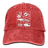 大人 デニム キャップ食べる 眠る 釣り 繰り返す 大人気 釣り レジャー・キャップ 大人気 紫外線対策 日よけ 小顔効果 プリント付き 無地 レッド