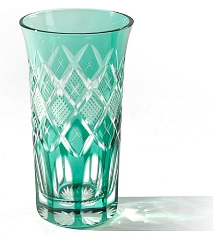 Amazon.co.jp: ノーブランド品 C8『創作ガラス藍色切子ビール杯揃樋口