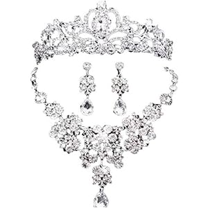 Claurys ティアラ ジュエリー ネックレス ピアス ウェディング 小物 3点セット 結婚式 パーティ (イヤリング)
