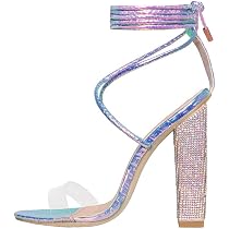 Hell\u0026Heel Clear Lace Up Diamante Heels 