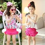 キッズ花柄セパレート水着 キャップあり 1号　120 【5点】