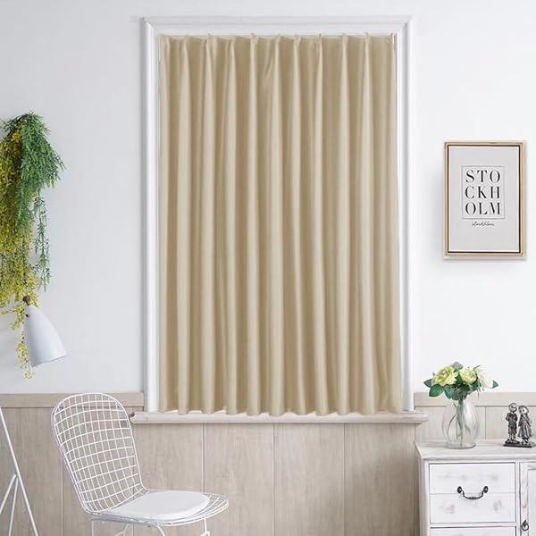 KAMIMORI Blackout Curtains, 200 cm Length, Width 60 cm, Small Window, Drape Curtains, Stylish, Solid Color, UV Protection, Thermal Insulation, Heat Preservation, Cold Protection, Energy Saving - 1