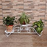 Plant shelf アイアンフラワーポットラック、2段プラントディスプレイスタンド盆栽ホルダーホームガーデンパティオインテリア棚ホルダー Flower racks ( 色 : 白 , サイズ さい