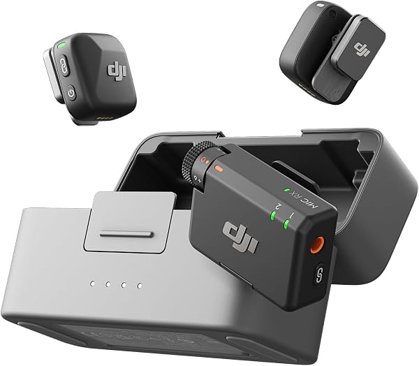 DJI Mic Mini (2 TX + 1 RX + Charging Case), Wireless Lavalier Microphone, Detail-Rich Audio, 48h Use, Noise Cancelling, Automatic Limiting, Bluetooth Microphone for Camera/iPhone/Android, Vlog - 1