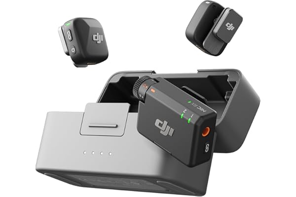 DJI Mic Mini (2 TX + 1 RX + Charging Case) Pin Microphone Wireless Ultra Lightweight High Quality Audio 48 Hours Use Noise Ca