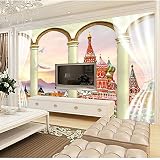 Sproud 赤の広場の建物カーテンローマ 3 D 大きな壁画壁紙ベッドルームはリビングルームの Tv の背景画立体壁紙 200 Cmx 140 Cm