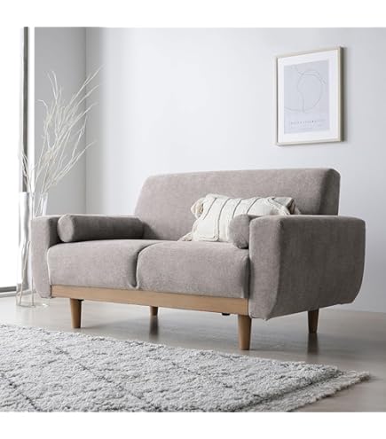 Amazon｜ローソファー 2.5人掛け 幅170cm グレージュ クッション付き