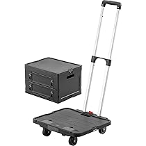 【美品】カート、台車、コンテナ Amazon.co.jp: イーサプライ 折りたたみ台車 専用コンテナ付き