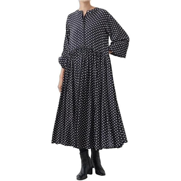 Amazon.co.jp: [Bebemax] ロングワンピース レディース ドットギャザー