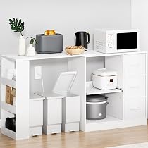キッチン収納 レンジボード レンジ台 カウンターキッチン アイランドキッチン Amazon.co.jp: 【伸縮可能・左右設置可能・引き出し3個】LunarLight