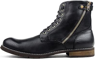 セインツ ベース メンズ レースアップ ブーツ サイドジップ 本革 カウレザー ミリタリーブーツ 春秋 アウトドアにも適用 ゴム底 防水 防滑 靴 ブーツ Amazon