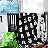 Hacookies,Black and White Rabbit Head Personalized Cashmere Fleece Toddlers Crib Bedding Swaddle Bla