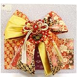 七五三 女児五歳用 高級金襴織 お子様結び帯 朱赤地に変わり市松梅桜 M-6