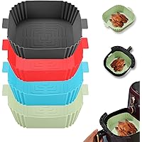 LYHOLKEER Silicone Air Fryer Liners, 4Pcs Air Fryer Silicone Reusable Liners Square,Food Safe Air Fryers Oven Accessories,Rep