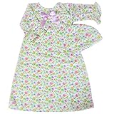 【未熟児】【低出生体重児】【早産児】用 ベビー服：フローラルガウン 帽子付き (1400-2700g)