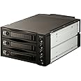 SNT 内蔵 5.25インチ HDDラック -3.5/2.5インチ HDD/SSDケース SATA/SAS HDD内蔵モバイルラックバックプレーンHDDツールフリーインストール、ホットスワップ ブラック