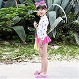 (マリア)MARIAH子供 水着 女の子　ラッシュガード 3点セット 長袖　キッズ 可愛い　ガールズ　体型カバー　S?4XL