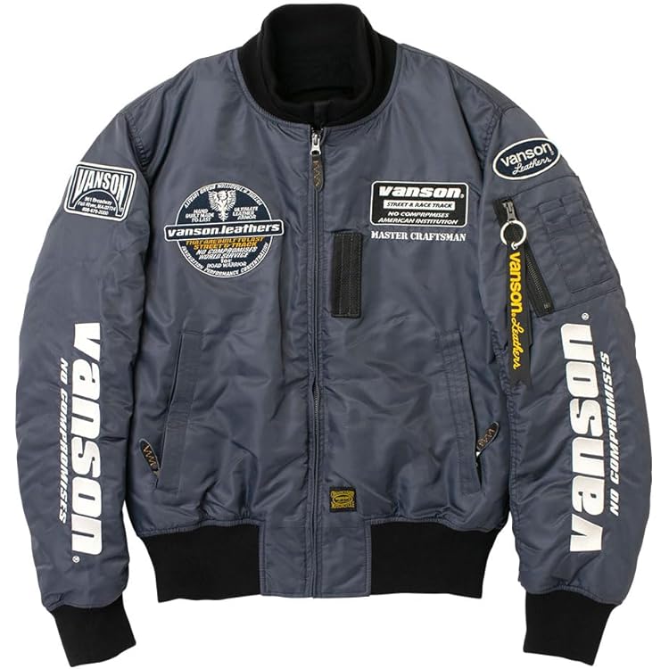 Amazon | [バンソン] MA-1ジャケット カーキ/ブラック Mサイズ