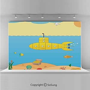 Amazon 3x5フィート ビニール イエロー 潜水艦 装飾 背景 写真用 海テーマ 潜水艦 白地 イラスト プリント背景 新生児 赤ちゃん 写真 ポートレート スタジオ 小道具 誕生日パーティー バナー バックペーパー 背景布 通販