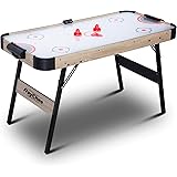 RayChee 54インチ 折りたたみエアホッケーテーブル LED電子スコアリングスポーツホッケーゲーム ホッケーテーブルゲームセット パック2個 プッシャー2個付き 強力な12Vモーター 大人と子供向け ホームゲームルーム