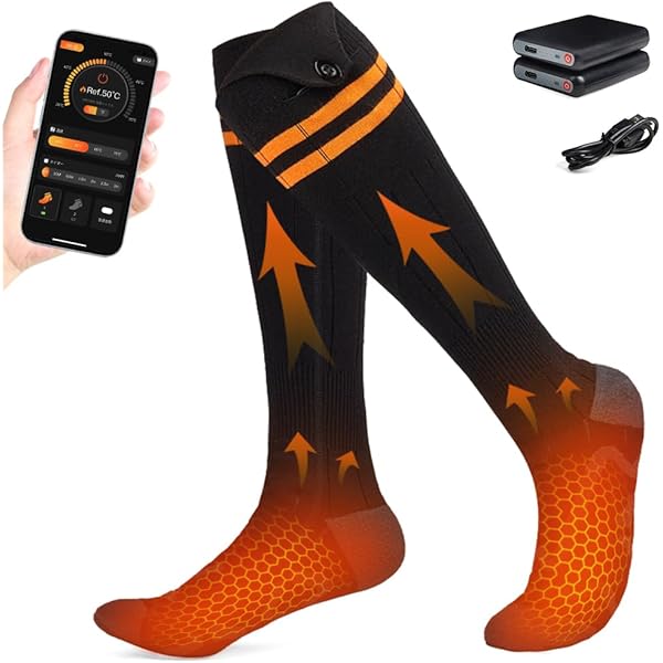 Amazon.co.jp: 電熱ソックス ヒーター靴下 アプリで温度制御 電熱靴下