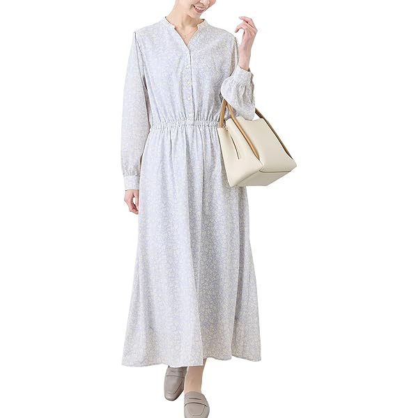 Amazon.co.jp: [オフオン] スキッパーネックシャツワンピース/洗える