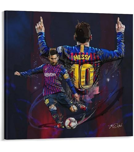 Amazon.co.jp: FCバルセロナのリオネル・メッシ選手が通算600 絵画