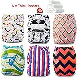 iZiv新生児6厚いおむつ付きオーガニック幼児防水/調整/再利用可能/洗えるポケット布おむつのフィット赤ちゃん0.5-3歳（カラー 18）