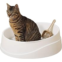 Pety 猫用トイレ ベージュ/ホワイト Amazon | ニャンとも清潔トイレセット [約1か月分チップ・シート