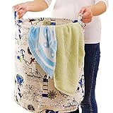 Holiberty Zakkaスタイル大きな折りたたみランドリー服のストレージバスケットHampers DirtyキッズストレージバケットコットンリネンボックスビンOrganizer Tote Bag