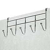 TukTekホームFancy Chrome Over The Door 5フックラックHolds服コート服帽子タオルfor Bathrooms &クローゼット寝室