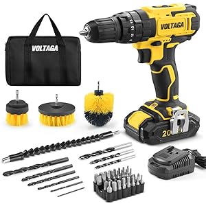 VOLTAGA 電動ドライバー 電動ドリル ドリルドライバー ブラシ ビット32点 20V 2000mAh大容量電池 充…