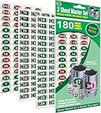 steellabels – 機械マスターセット」経済版" 180ピースクロームホイルLabeling Set forソケットのセット1 / 4 " 3 / 8 " 1 / 2 "ドライブ、トルクス、ジ