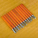 similk合金スチール木製彫刻ツール、Crafting Chisel withレザー指ガード、保護カバー&ストレージケース 12set flat tools CMKCP006AY