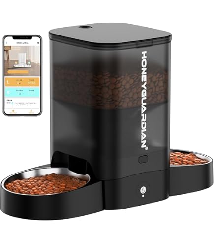 Amazon | HONEYGUARDIAN 自動給餌器 猫 2匹 スマホ遠隔操作 WiFi接続式