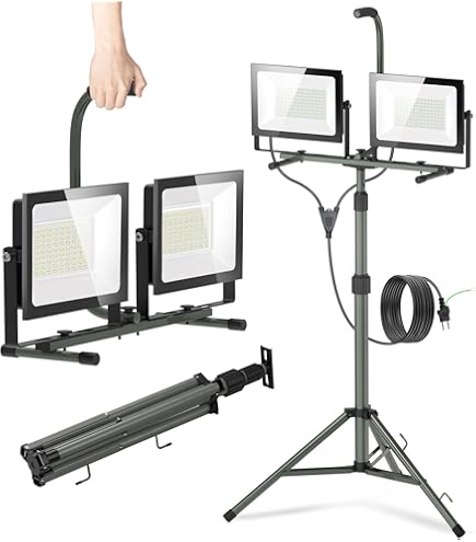 Amazon.co.jp: LED三脚投光器 屋外 防水 ワークライト50W*2