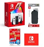 Nintendo Switch(有機ELモデル) Joy-Con(L)/(R) ホワイト+【任天堂ライセンス商品】Nintendo Switch 有機EL保護フィルム 多機能+Nintendo Switchファミリー対応コンビネーションポーチ ブラック(【Amazon.co.jp限定】Nintendo Switch ロゴデザイン マイクロファイバークロス 同梱)
